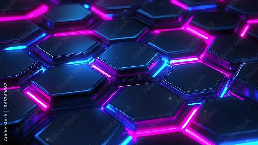 Aufkleber abstract background with glowing hexagons. abstract digital futuristic pattern. close-up of hexagona
