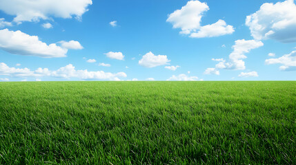 Obraz premium Green Grass Field Under Blue Sky With White Clouds