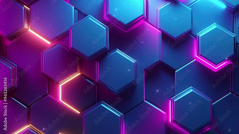 Poster abstract background with glowing hexagons. abstract digital futuristic pattern. close-up of hexagona