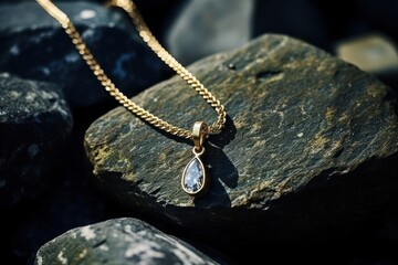 Fototapeta premium Gold chain necklace jewelry pendant.
