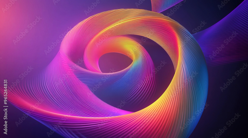 Poster abstract background with colorful lines and swirls on a purple background. abstract spiral shape. sp