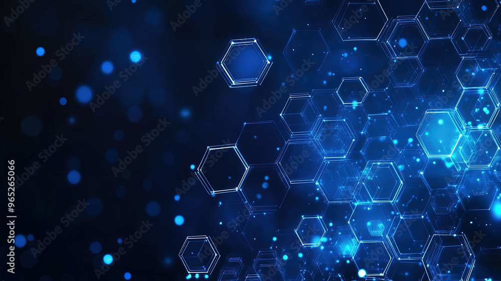 Poster abstract background with glowing hexagons. abstract digital futuristic pattern. close-up of hexagona