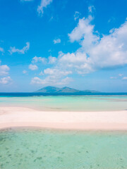 Beautiful beaches island, crystal clear sea and blue sky with a cloudy. summer background and summer vacation concept.