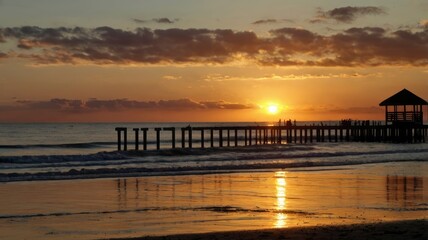 Fototapeta premium Beach Sunset Tripod Camera Image for World Photography Day