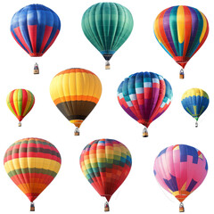 Obraz premium Colorful hot air balloons float gracefully in a clear sky during a vibrant festival celebrating flight and adventure