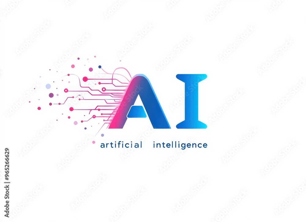 Poster futuristic ai logo design with circuitry elements representing artificial intelligence and digital t