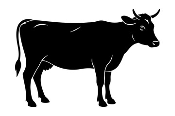 cow silhouette, cow vector illustration, bull, cow icon	
