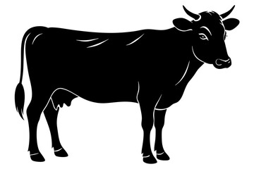 cow silhouette, cow vector illustration, bull, cow icon	
