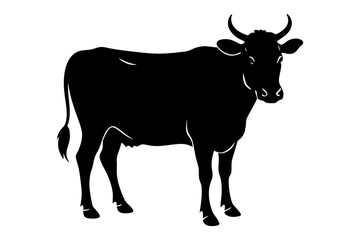cow silhouette, cow vector illustration, bull, cow icon	
