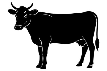 cow silhouette, cow vector illustration, bull, cow icon	
