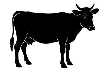 cow silhouette, cow vector illustration, bull, cow icon	
