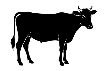 cow silhouette, cow vector illustration, bull, cow icon	
