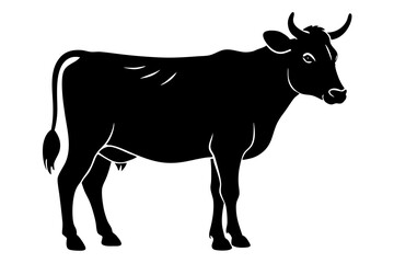 cow silhouette, cow vector illustration, bull, cow icon	
