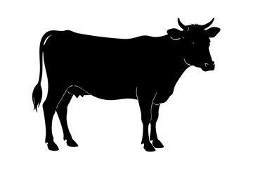 cow silhouette, cow vector illustration, bull, cow icon	
