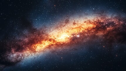 Fototapeta premium A giant celestial body tracing its trajectory across the Milky Way s starfilled expanse Giant Trajectory Milky Way, galactic path
