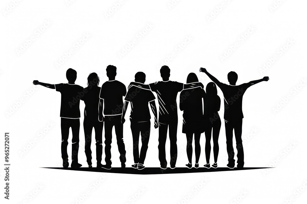 Wall mural silhouette teamwork people adult.