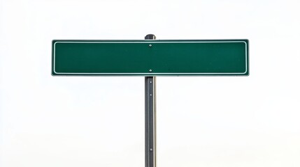 Empty blank green street road sign isolated on white background