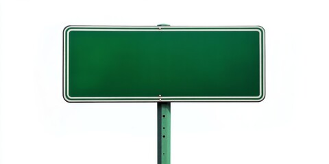 Empty blank green street road sign isolated on white background