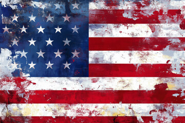 painting of the American flag with stars. The painting is very colorful and has a lot of brush strokes