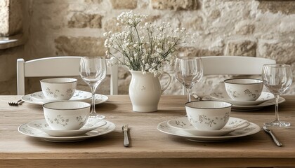 Fototapeta premium Elegant Table Setting with Floral Design.