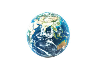 Fototapeta premium Blue Earth globe model showing continents, planet Earth illustration. Isolated on a transparent background