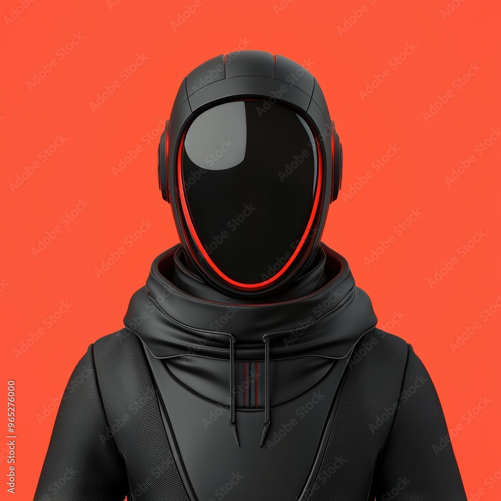 Poster futuristic rogue ai hologram portrait | with copy space for text in