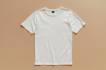 Simple Tshirt Flatlay mockup in beige background created with generative AI