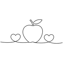 Apple  single line art, continuous one line drawing of  Isolated outline vector icon 

