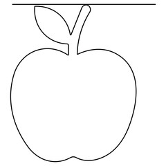 Apple  single line art, continuous one line drawing of  Isolated outline vector icon 


