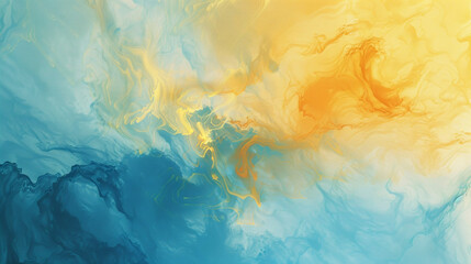 watercolor blue, yellow ink marble texture background.