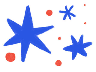 Winter blue and red star Cozy Christmas Illustration