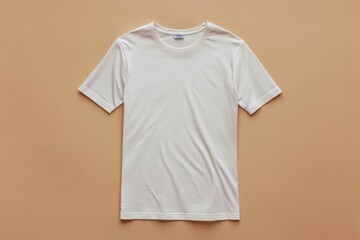 Simple Tshirt Flatlay mockup in beige background created with generative AI
