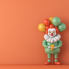 Fototapeta premium Joyful Clown Entertaining Children with Balloon Animals in , Copy Space, Selective Focus, Quality