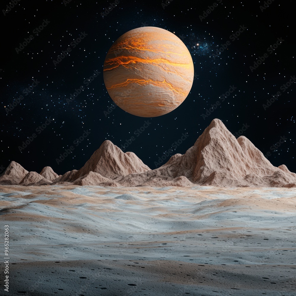Poster alien planet exploration - futuristic ing of distant world with unique landscapes and structures, co