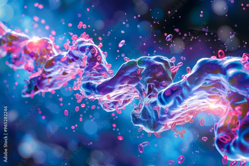 Poster signal transduction: an image depicting protein structures involved in signal transduction pathways,
