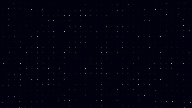 Abstract digital flickering dot animation background featuring random blue dots in a grid style against a black backdrop, creating a dynamic and visually engaging effect.