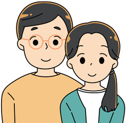 正面を向いている若いカップル