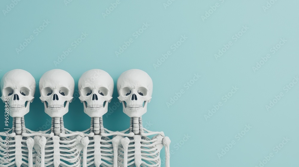 Poster the wisdom of skeletons - detailed illustration symbolizing knowledge with copy space for text in 8k