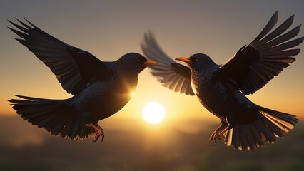 Obraz premium cute couple of birds 