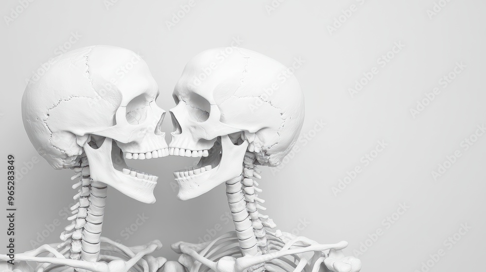 Aufkleber bones of unity: metaphorical skeletons representing connection and togetherness with copy space for 