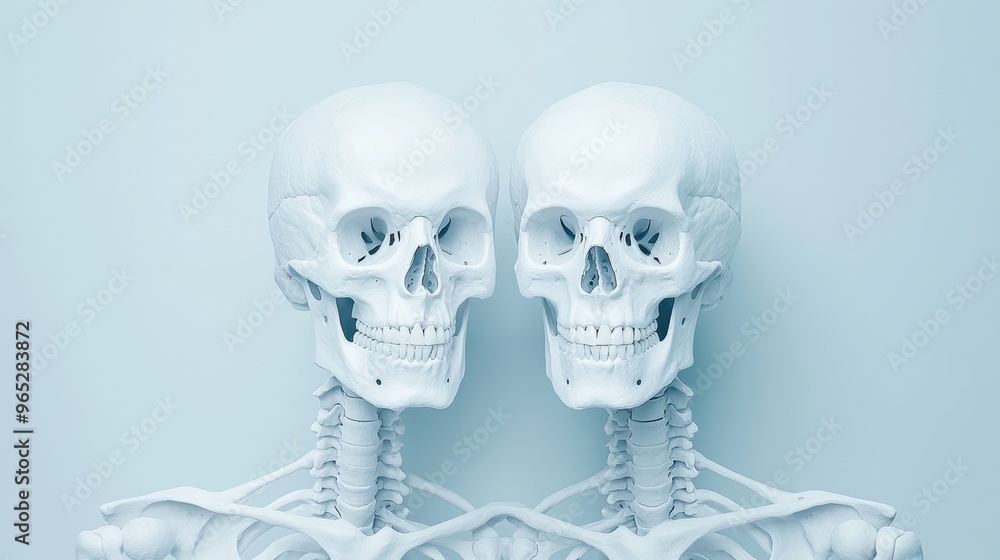 Poster unity and connection symbolism: skeleton visualization in high detail for creative concepts with cop