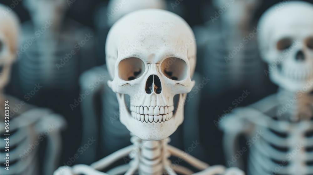 Aufkleber embracing uniqueness: detailed illustration of skeletons as symbols of individuality with copy space