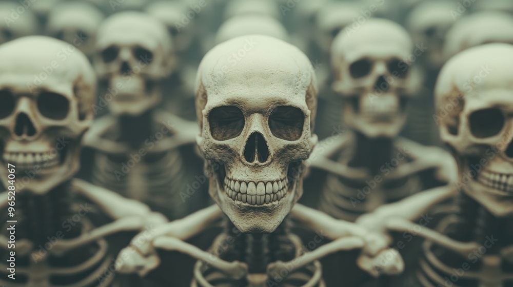 Poster fantastical skeletons: mythical creatures in high detail 8k visualization with copy space for text