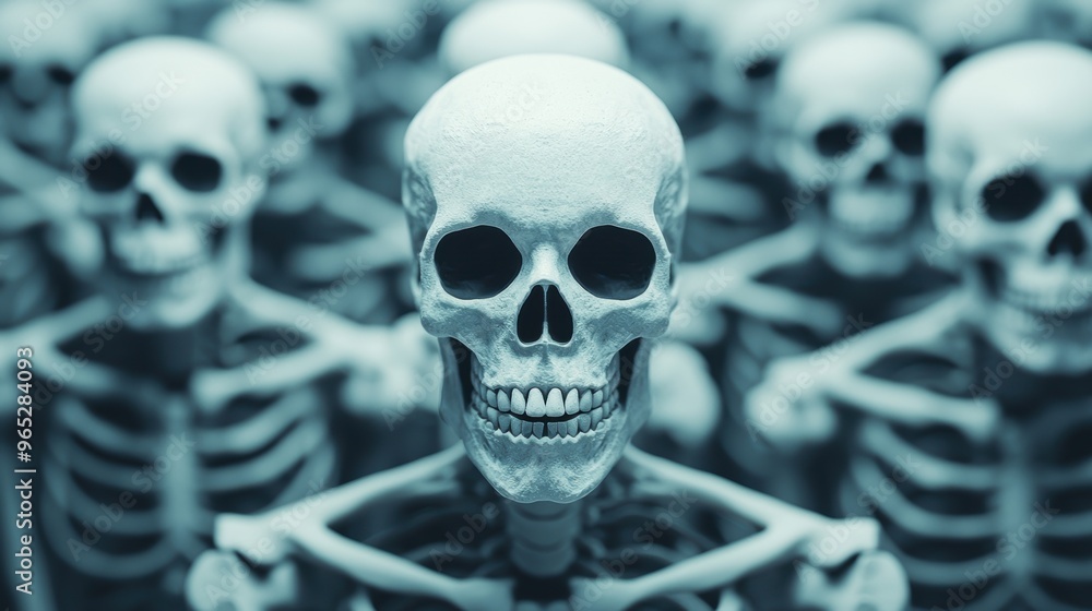 Poster mythical skeleton creatures in high detail - a creative visualization with copy space for text in 8k