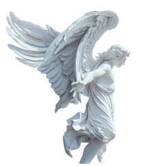 Fototapeta premium A graceful angel statue with large wings captured in fine detail against a bright background
