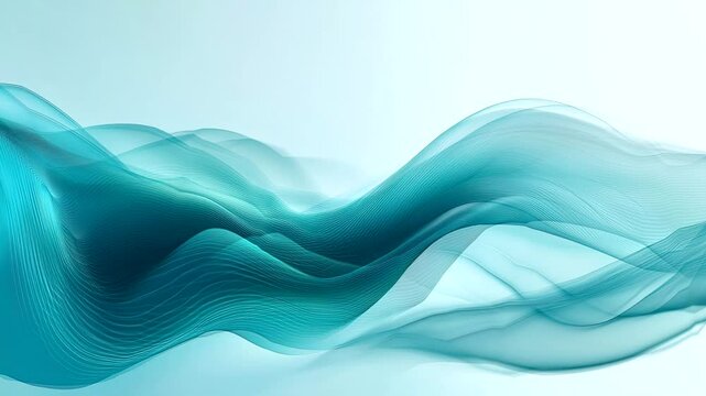 Abstract teal wave design with fluid motion and soft curves. Seamless looping 4k time-lapse video background