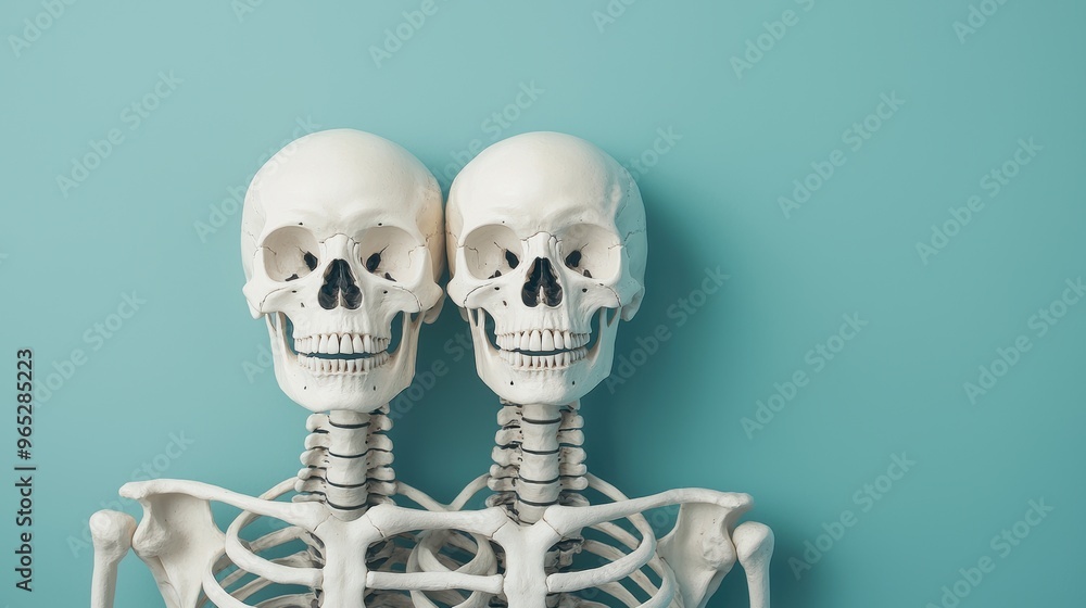 Poster skeletal inspiration - creative artistic render of skeletons as motivational symbols with copy space