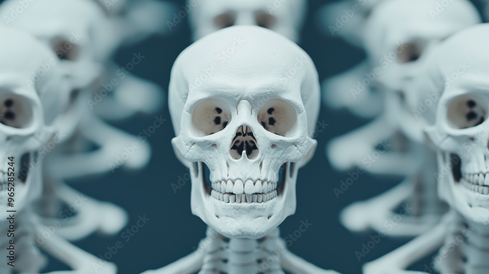 Poster innovative skeletons: unleashing creativity - high detail visualization with copy space for text in 