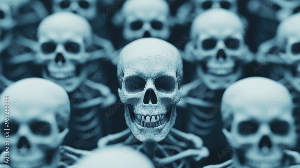 Poster creative skeletons: inspiring innovation visualization with copy space for text in high detail 8k re