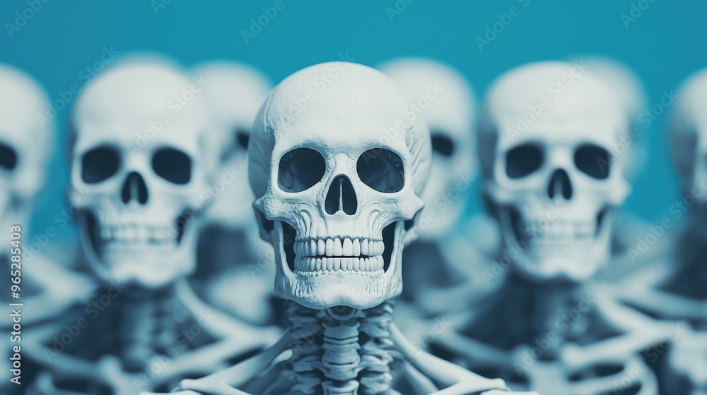 Poster determined skeletons: symbolic representation of endurance and perseverance with copy space for text